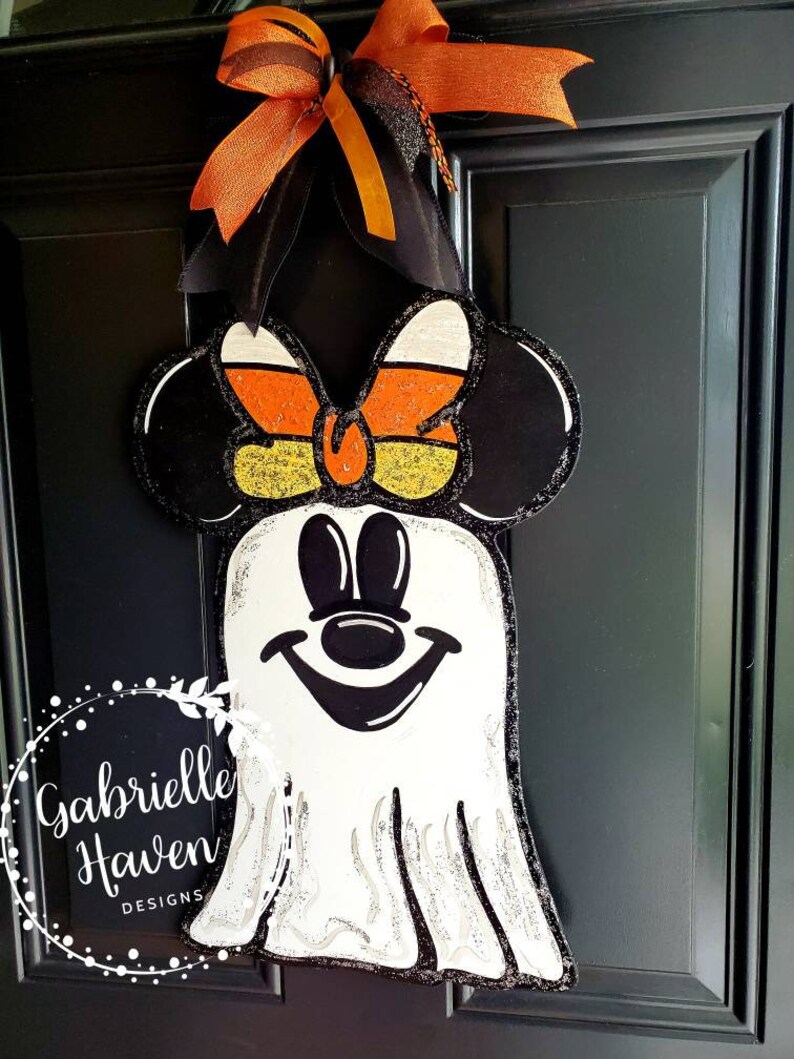 Halloween Door Hanger Minnie Mouse Halloween Ghost Outdoor Etsy