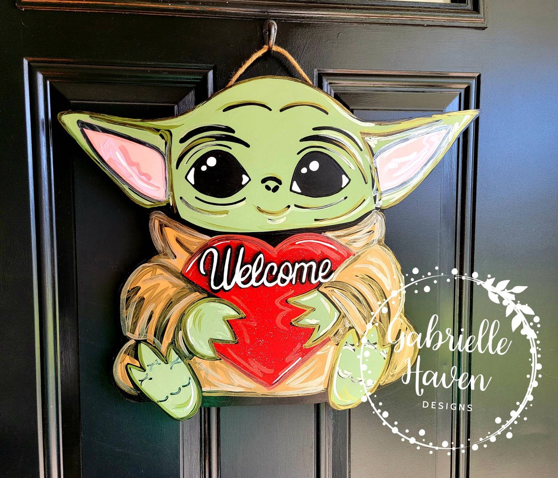 3D Baby Yoda Inspired Door Hanger Door Hanger Etsy