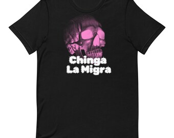 Chinga La Migra Pink Skull Metal Font Shirt