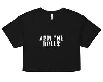 Arm the Dolls Stencil Font Crop Top