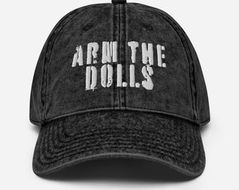 Arm The Dolls Stencil Font Dad Hat