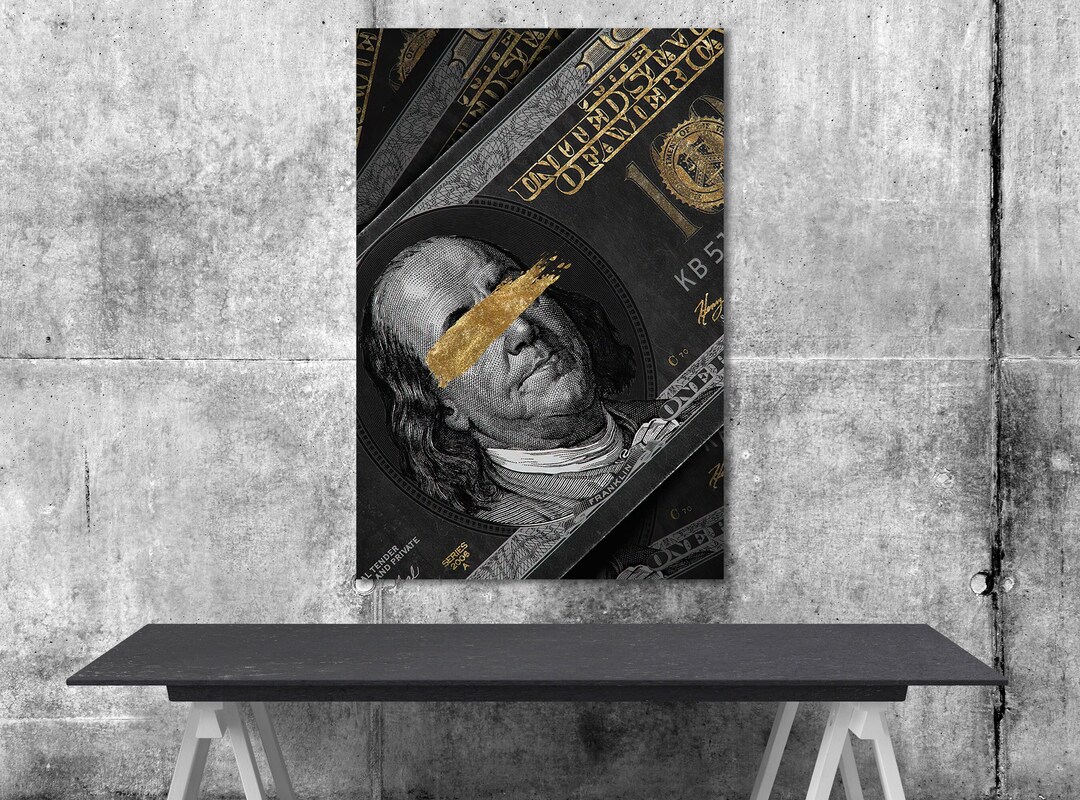100 Dollar Bill Money Wall Art Gold Wall Decor Money Decor Etsy