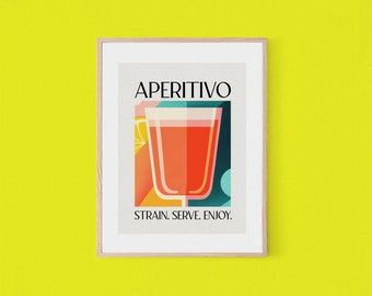 Aperitivo Sipping Vintage Cocktails Bar Art | Retro Cocktail Poster | Alcohol Art Print | Home Bar Art | Bartending | Cocktail Poster