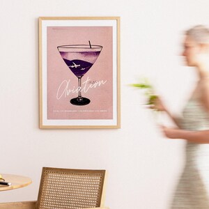 Luftfahrt Cocktail Retro Cocktail Poster Glas mit Flugzeugen Bar Drucke | Vintage Getränke | Rezept Wandkunst