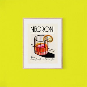 Klassisches Negroni Cocktail Poster | Retro Bar Wandkunst | Negroni Rezept | Einweihungsparty Geschenk | Vintage Home Bar Poster | Digitaler Download
