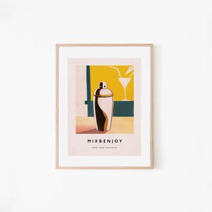 Mezcle y disfrute de cócteles caseros Cartel de cócteles / Arte de pared de bar retro / Receta de cocina / Regalo de arte de bar / Cartel de bar casero vintage