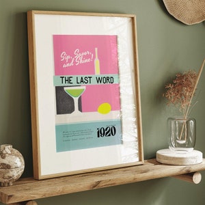 The Last Word Cocktail Art 70s Retro Receta Ad Pink Abstract / Retro Cocktail Poster / Cocktail Wall Art / Bar Art / Pink Kitchen Art Print