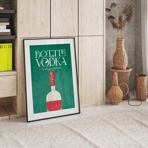 Flasche Wodka Retro Cocktail Poster Gute Idee Bar Drucke | Vintage Getränke | Rezept Wandkunst