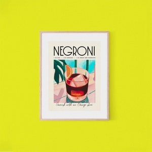 Iconic Negroni Cocktail Poster | Retro Bar Wall Art | Negroni Recipe | Housewarming Gift | Vintage Home Bar Poster | Digital Download