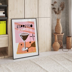 Espresso Martini Boho Cocktail Poster / Retro Bar Wall Art / Receta / Coffee Retro Art Print / Drink Poster / Bar Decor Gift / Coffee Lover