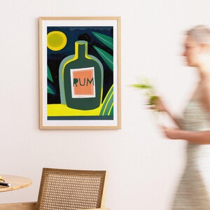 Tropical Night Rum Bottle Abstract Minimalist Home Bar Art Retro Cocktail Poster Alcohol Art Print Home Bar Art Rum Bar Tropic Art image 5