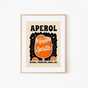 Aperol Prosecco Soda Ice Summer Cocktail 70s | Retro Aperol Cocktail Poster | Alcohol Art | Summer Bar Art | Retro Aperol Spritz Poster