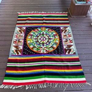 Aztec Sun Rug Vintage Colorful Striped Aztec Sun Motif Rug - Etsy