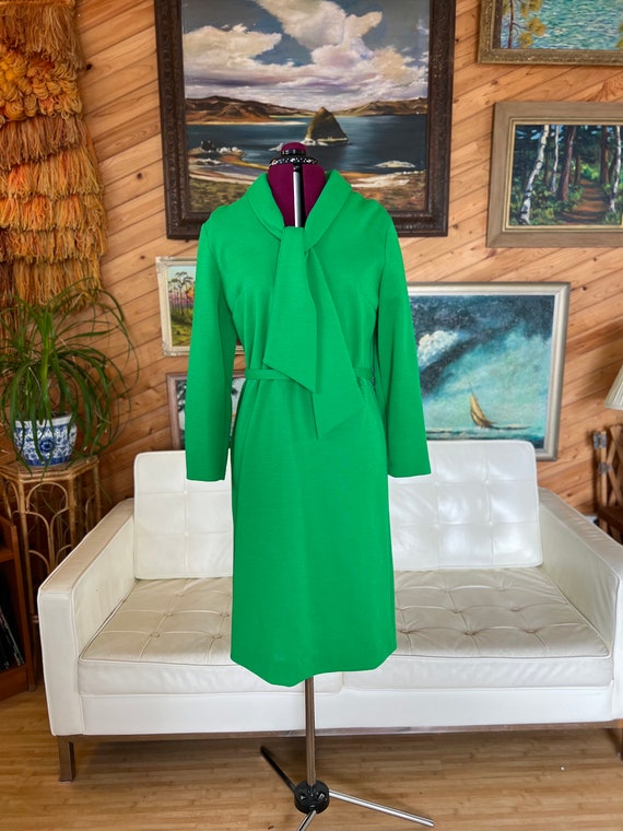 Vintage 1960s Kelly Green Dress - Size L