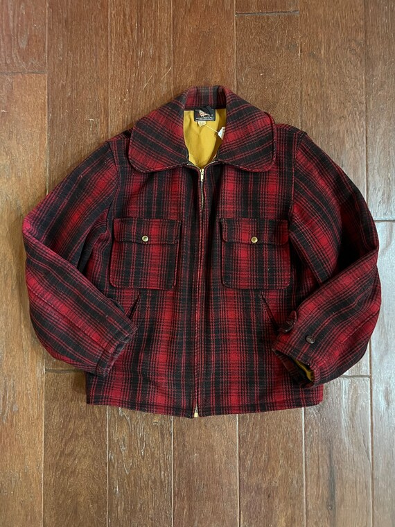 Vintage 1950s Red Plaid Woolrich Hunt Coat