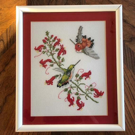 Vintage Hummingbird Needlepoint Art | Etsy