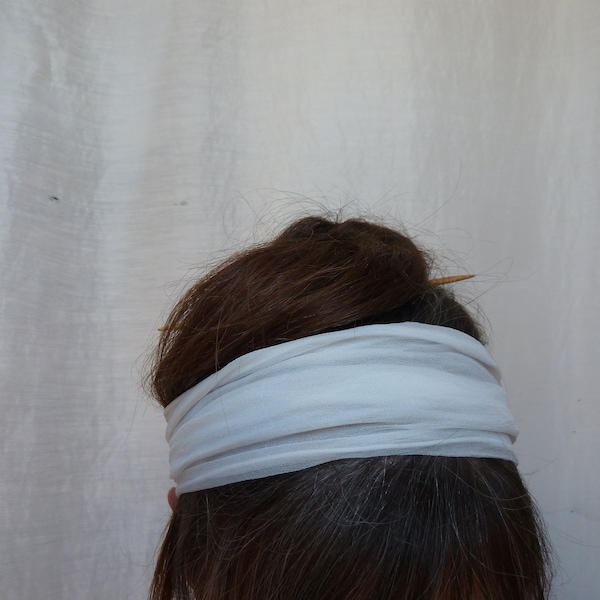 Silk hairband, white or dark blue, chiffon silk, headband, headscarf, hair accessories,