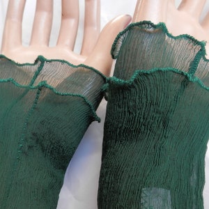 Arm warmers made of crinkle silk, evergreen, periwinkle, wrist warmers image 5