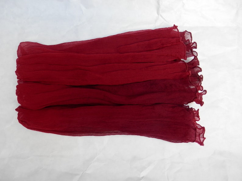 Arm warmers made of crinkle silk, cherry red and burgundy image 7