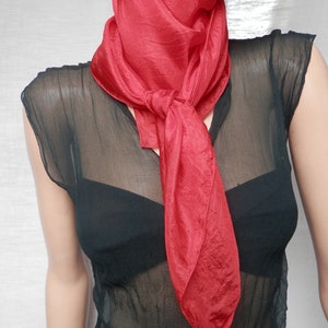 Fular de seda, rojo liso, rojo fuego, pañuelo para el cuello, fular de seda, pañuelo de seda
