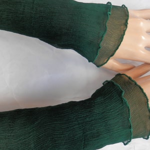 Arm warmers made of crinkle silk, evergreen, periwinkle, wrist warmers image 6