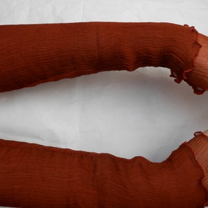 Arm warmers made of crinkle silk, plain orange, rust orange, hand warmers, wrist warmers image 4