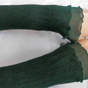 Arm warmers made of crinkle silk, evergreen, periwinkle, wrist warmers image 2
