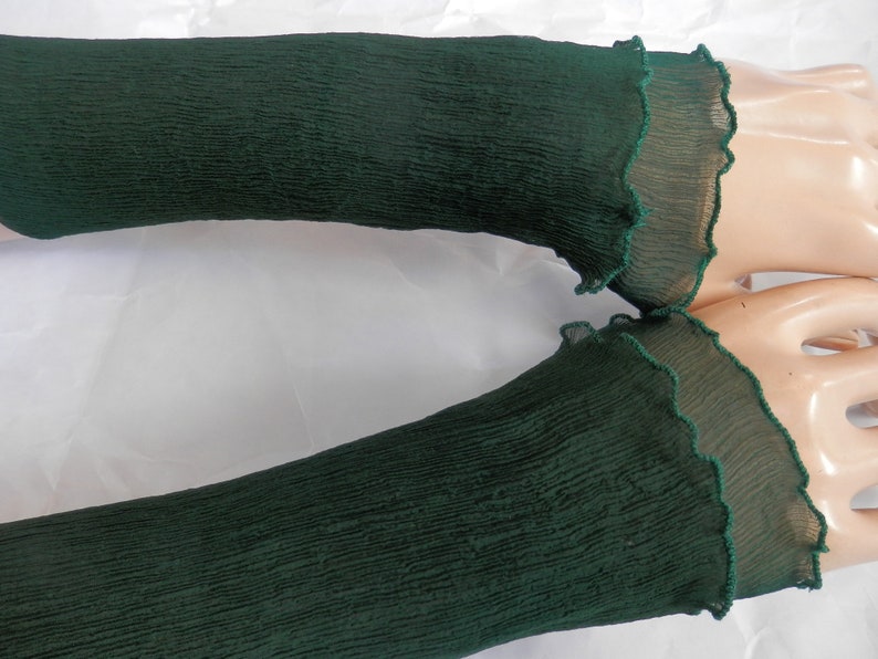 Arm warmers made of crinkle silk, evergreen, periwinkle, wrist warmers image 2