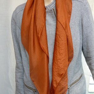Silk scarf brown, rust brown, plain, neckerchief, silk foulard, silk scarf