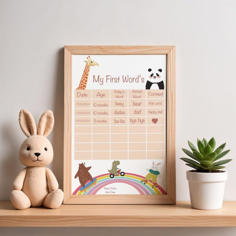 My First Words Baby Milestone Chart, Language Development Tracker ...