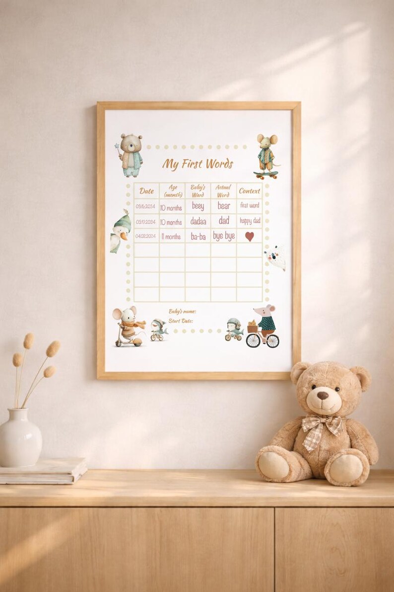 Baby First Words Tracker Chart, Speech Development Log, Memory Book ...