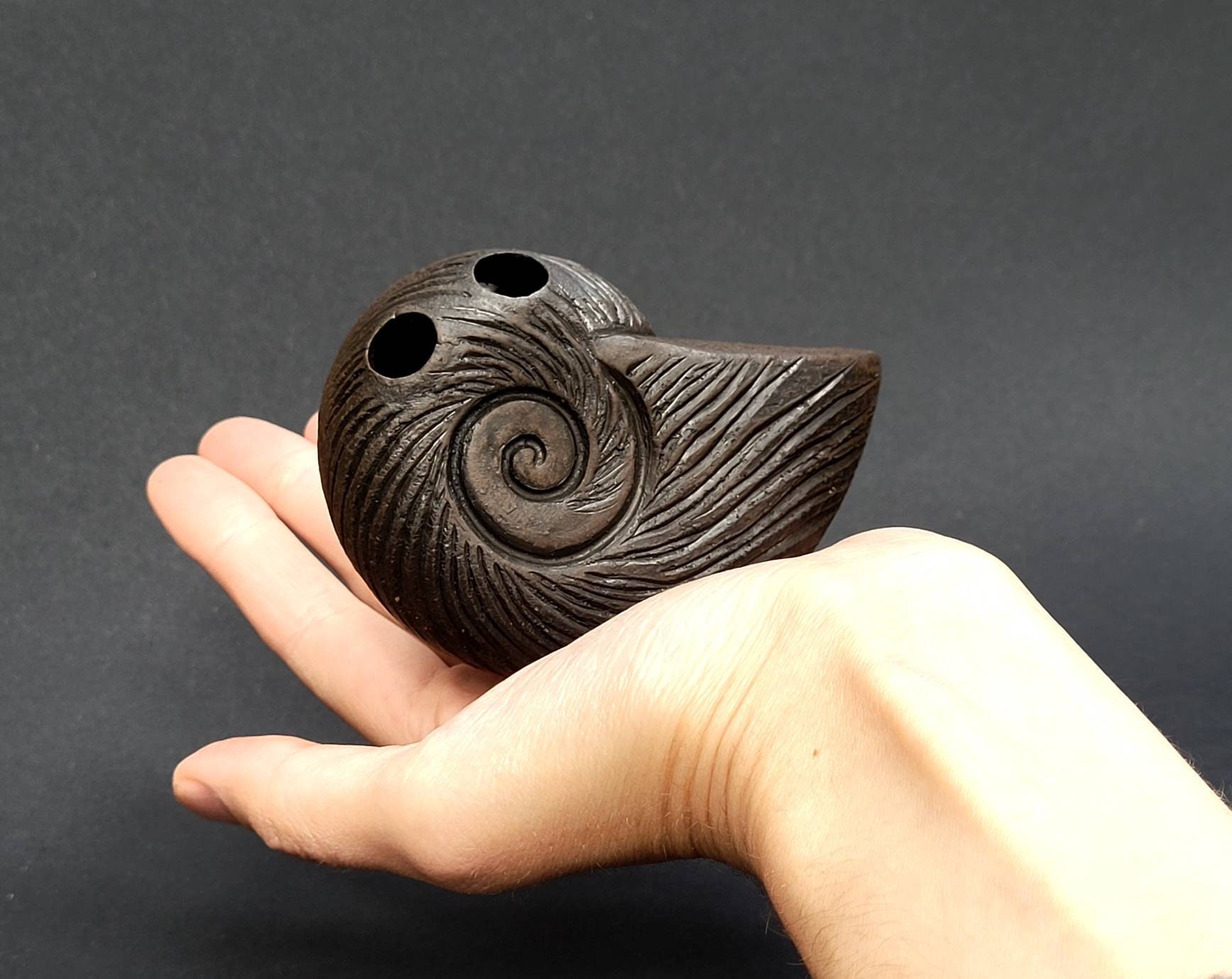 Forest Gnome Flute Ocarina Ancient Shell in Minor Pentatonic Scale Key G 432 Hz / Meditation