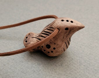 Ceramic whistle small ocarina pendant bird