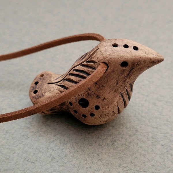 Ceramic whistle small ocarina pendant bird