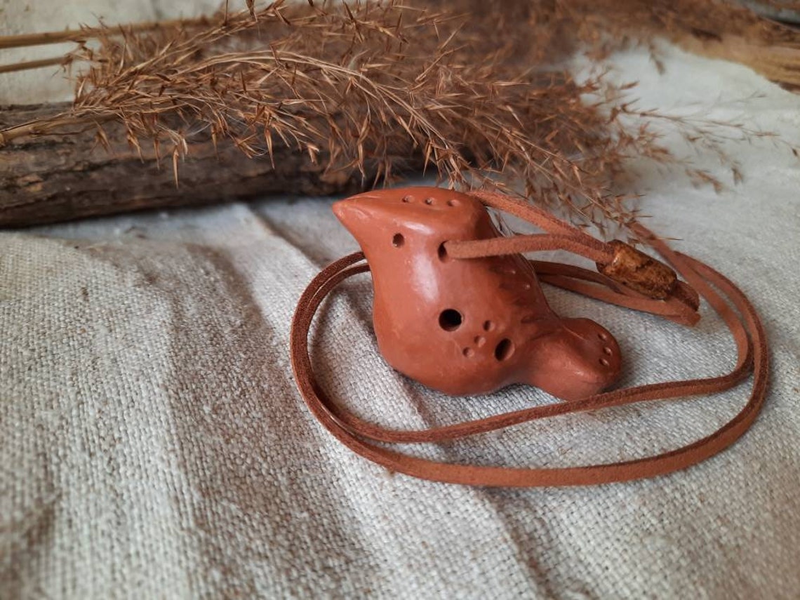Ceramic ocarina pendant Red bird/ethnomusic/4hole Etsy