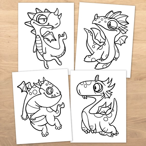 pet dragons coloring book for kids printable coloring pages etsy