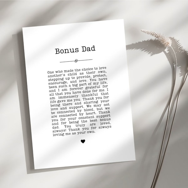 Step Dad Gift Ideas, Bonus Dad Gifts, Step Dad Sign Gift Printable, From Step Son, From Stepdaughter, Diy Bonus Dad Gift