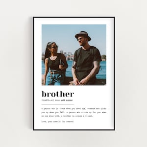 Brother Definition Print, Custom Definition, Brother Gift, Brother Print, Big Brother Print, Dictionary Print, Brother Picture Present