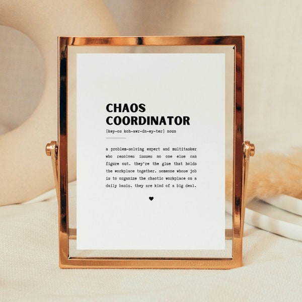 Chaos Coordinator Definition, Goodbye Gift To Boss, Gift For Supervisor, Boss Appreciation Gift For Her, Instant Download, Nurse Supervisor