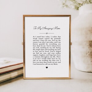 Regalo para mamá en el día de la boda de parte de la hija, regalos para la madre de la novia, regalo de agradecimiento para mamá, para mi increíble mamá, imprimible, descarga instantánea