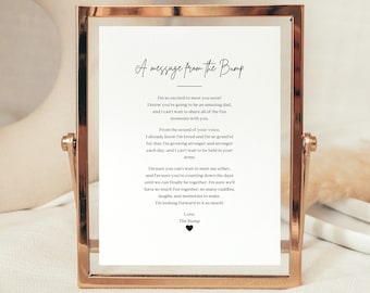 New Dad Gift Idea, Message from the bump sign, Soon To Be Dad Gift, gift for dad to be love the bump, to daddy from bump