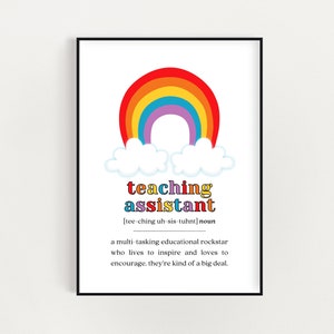 Cadeau pour professeur d'assistant à faire soi-même, définition d'assistant d'enseignant arc-en-ciel imprimable, cadeau des élèves à téléchargement immédiat