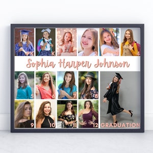 School Years Photo Picture Template Instant Download, K 12 Picture Display, Graduation Keepsake Gifts