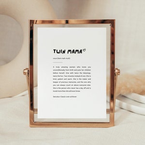 Mom of twins gift, twin mama definition print, twins mom gift, mom to be of twins, gift for twin mom, pregnant with twins, mother of twins