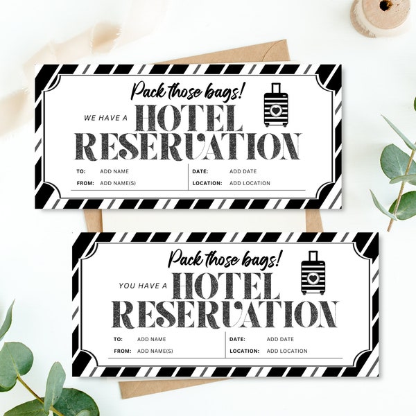 Hotel Gift Certificate Template, Hotel Reservation, Vacation Voucher Template, Trip Voucher Template Downloadable, Printable Travel Voucher