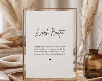 Work Bestie Definition Print: Coworker Leaving Gift (Digital Download)