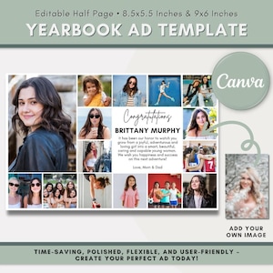 Yearbook Ad Half Page Canva, Senior Ad Yearbook Template Canva, Yearbook Ad Template Half Page Boy, Yearbook Ad Template Elementary, Collage