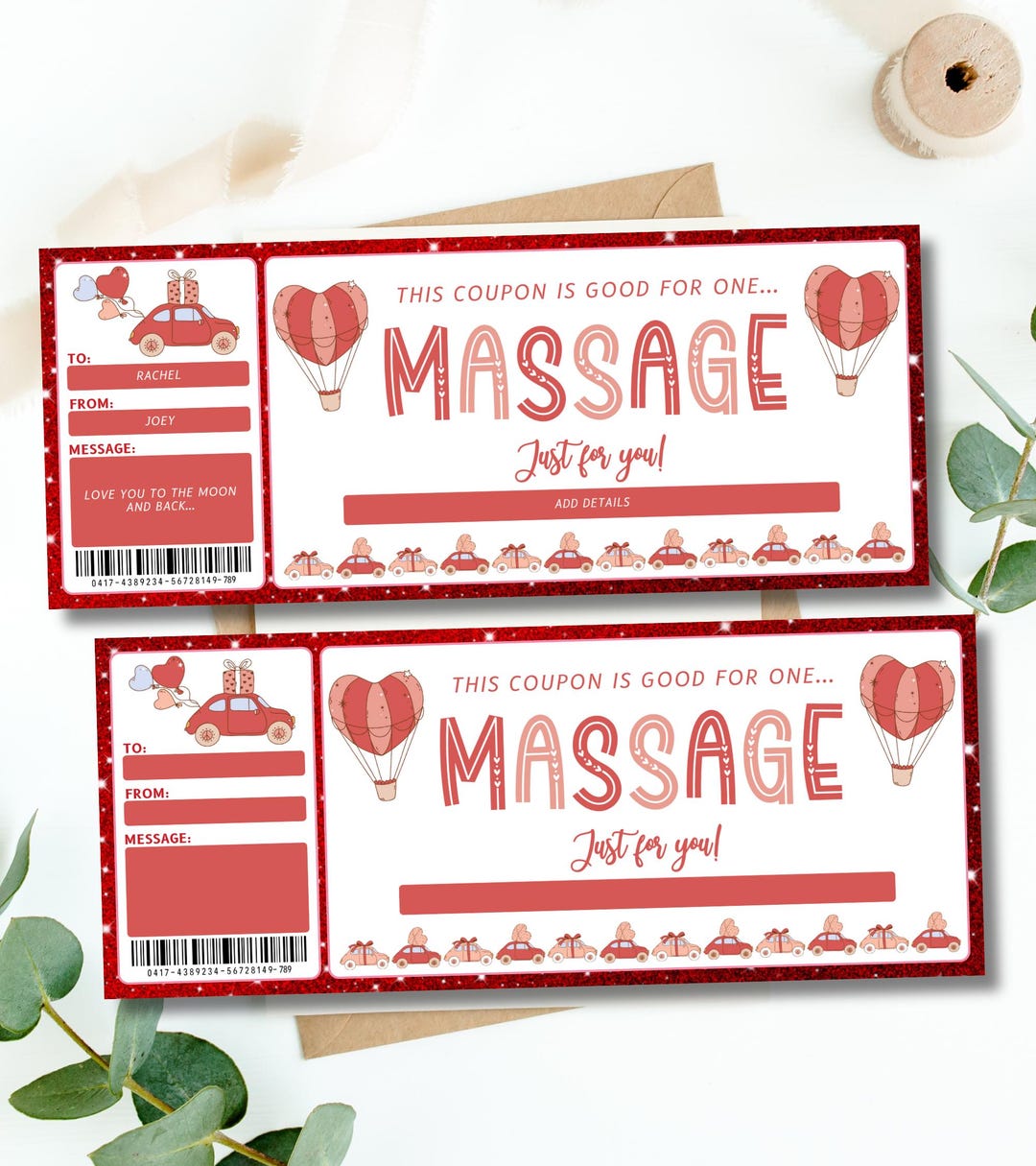 Plantilla de certificado de regalo de masaje: cupón de spa