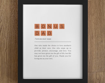 Bonus Dad-definitieprint, sentimenteel cadeau (digitale download)