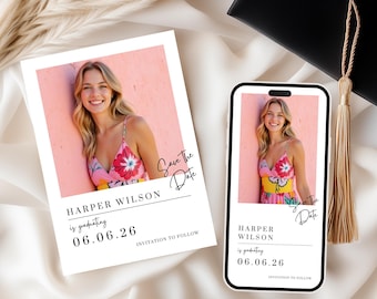 Minimalist Photo Graduation Save the Date Invitation (Digital Download)